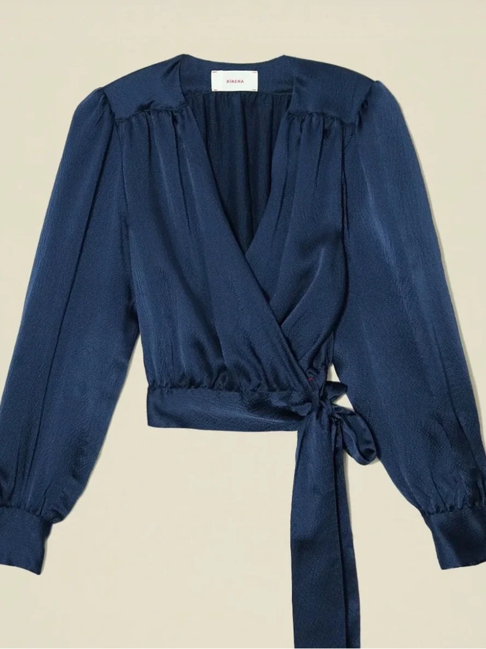 XIRENA Charlotte Silk Wrap Blouse Star Sapphire Blue Size XS